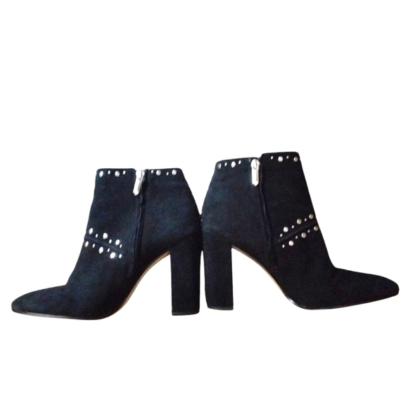 Sam Edelman Black Suede Ankle Boots Silver Studded Booties Size 8 - Picture 6 of 11